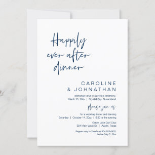 Invitation Heureux Après Le Dîner, Elopement, Bleu Marine