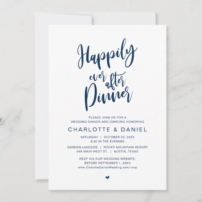 Invitation Heureux Après Le Dîner, Mariage Elopement (Devant)