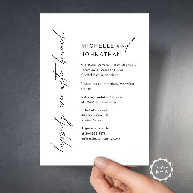 Invitation Heureux Après Le Dîner, Mariage Elopement Party (Happily Ever After Party, Wedding Brunch Celebration Invitation Card, Printed and Digital File.)