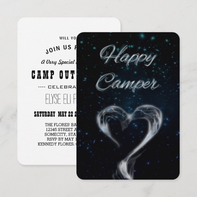 Invitation heureux camper amour fumée jardin couchette (Devant / Derrière)