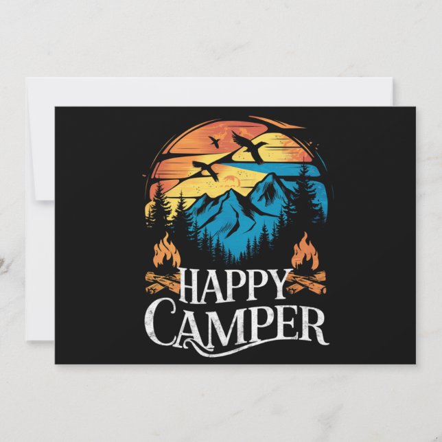 Invitation Heureux campeur rétro vintage tenue de camping ass (Devant)