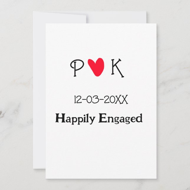 Invitation Heureux engagement ajouter nom du couple lettre da (Devant)