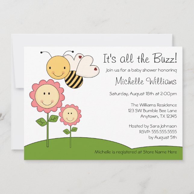 Invitation Heureux gaffez le baby shower rose de marguerite (Devant)