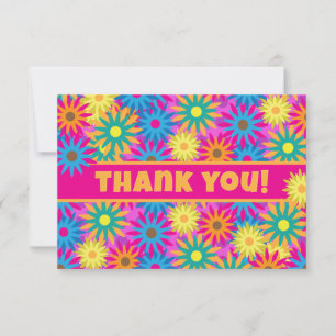 Invitation Heureux Hippie Flower Power Merci Notes