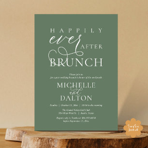 Invitation Heureux Jamais après Brunch beau Mariage de poste