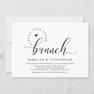 Invitation Heureux Jamais Après Brunch, Mariage Elopement