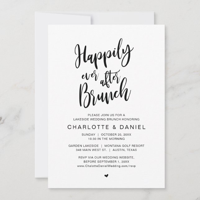Invitation Heureux Jamais Après Brunch, Mariage Elopement (Devant)