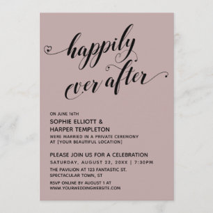 Invitation Heureux Jamais Après Coeur Dusty Rose Party