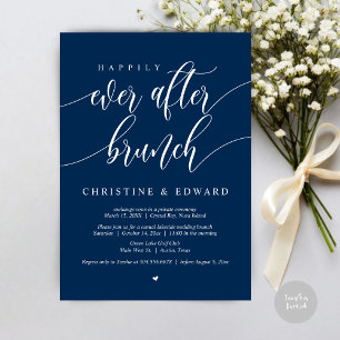 Invitation Heureux Jamais après Elopement Brunch, Navy Blue