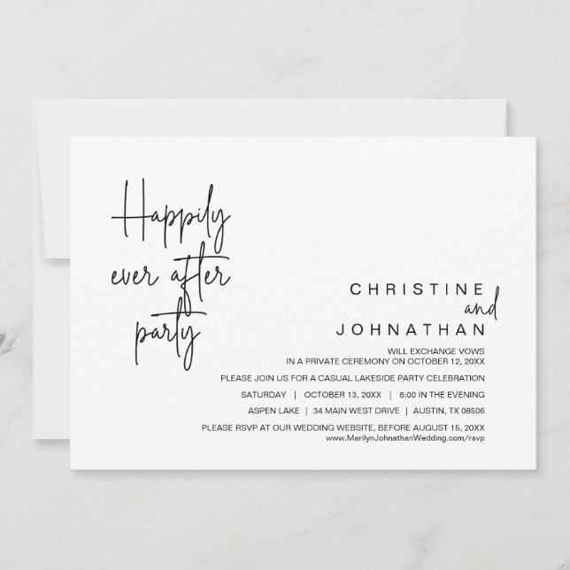 Invitation Heureux Jamais Après La Danse Mariage Elopement Pa (Devant)