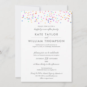 Invitation Heureux Jamais après la fête Confetti Vows Mariage