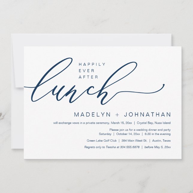 Invitation Heureux Jamais après la fête du déjeuner du Mariag (Devant)