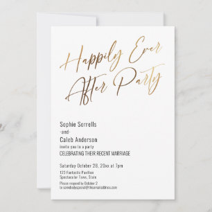 Invitation Heureux Jamais après la fête Elegant Gold Invitati
