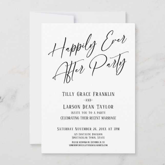 Invitation Heureux Jamais après la fête élégante typographie  (Devant)