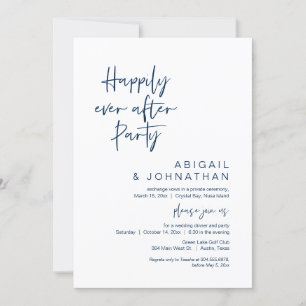 Invitation Heureux Jamais Après La Fête, Elopement, Bleu Mari