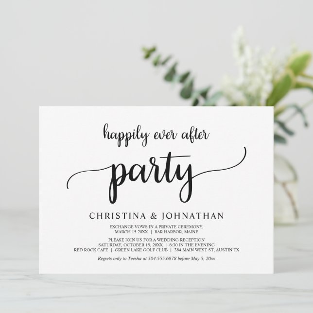 Invitation Heureux Jamais Après La Fête, Elopement Rustique M (Debout devant)