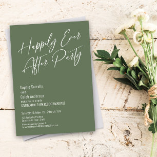 Invitation Heureux Jamais après la fête moderne Olive Green