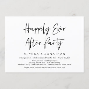 Invitation Heureux Jamais Après La Fête, Noir, Elopement