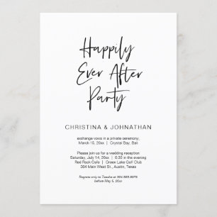 Invitation Heureux Jamais Après La Fête, Noir, Elopement