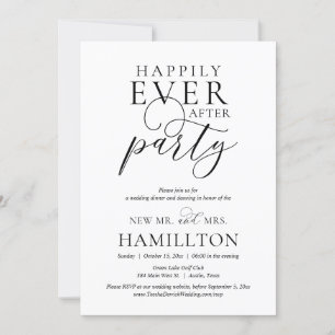 Invitation Heureux Jamais Après La Fête, Parti Mariage Elopem