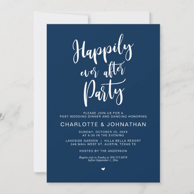 Invitation Heureux Jamais Après La Fête, Post Mariage Elopeme (Devant)