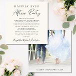 Invitation Heureux Jamais Après La Réception De La Crème Phot<br><div class="desc">Élégant et chic elopement crème ou petite faire-part mariage et accueil de mariage carré invitation. Le devant présente "Happily Ever After Party" dans un mélange de typographie simple et d'un script moderne. Personnalisez votre faire-part et votre invitation et ajoutez vos noms dans un script de type signature. Au verso, vous...</div>