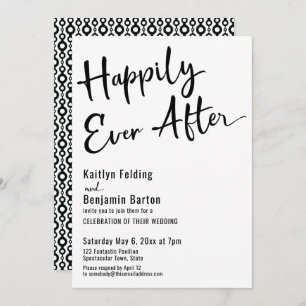 Invitation Heureux Jamais après la typographie Gras Noir Blan