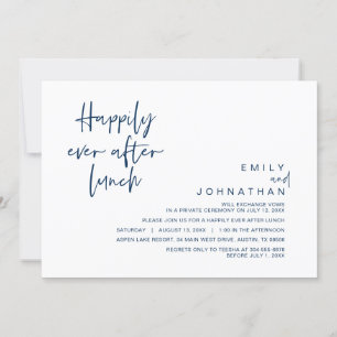 Invitation Heureux Jamais Après Le Déjeuner Mariage, Navy Blu
