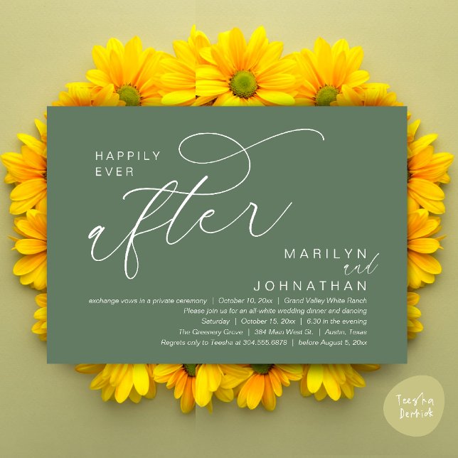 Invitation Heureux Jamais Après Le Dîner Mariage Dancing Part (Romantic Happily Ever After Wedding Dinner Party Lunch Brunch Invitation PDF Card Sage Green)