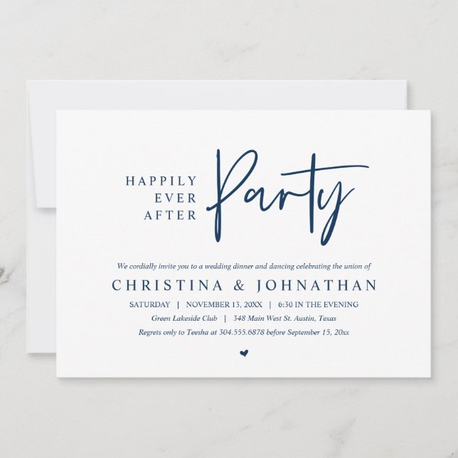 Invitation Heureux Jamais Après Le Dîner Mariage De Fête Dans (Devant)