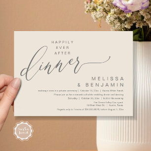 Invitation Heureux Jamais Après Le Dîner Mariage Parti romant