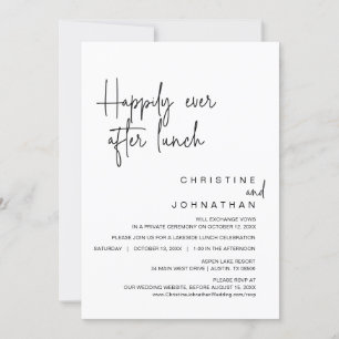 Invitation Heureux Jamais après le Mariage Elopement déjeuner