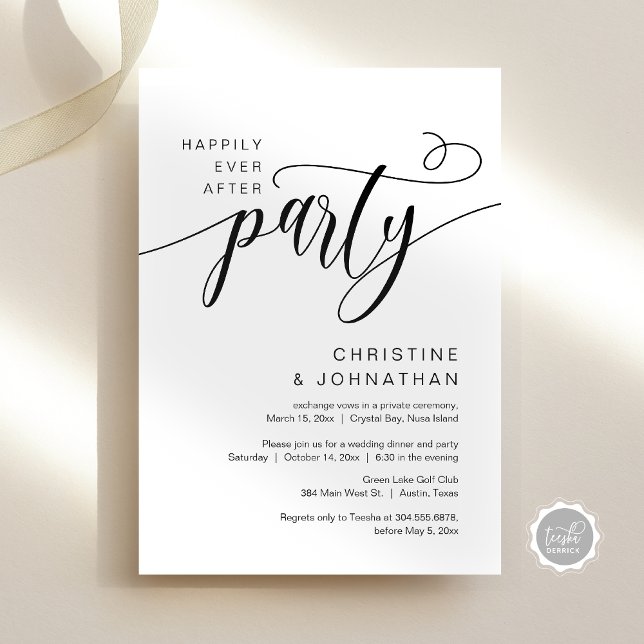 Invitation Heureux Jamais après le parti Mariage Elopement (Happily Ever After Wedding Elopement Party Invitation Card, Easy customise Digital Instant Download)
