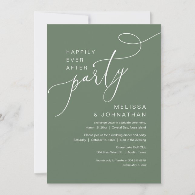 Invitation Heureux Jamais après le parti Mariage Elopement (Devant)