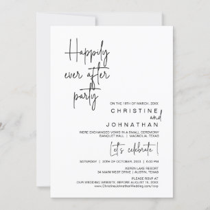 Invitation Heureux Jamais après le parti Mariage Elopement