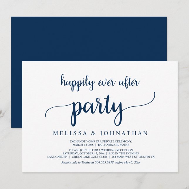 Invitation Heureux Jamais après l'invitation du parti Mariage (Devant / Derrière)