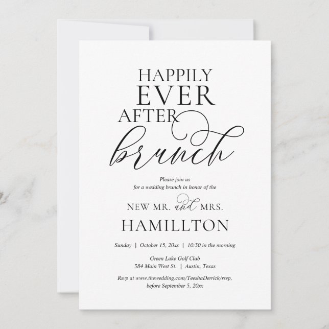 Invitation Heureux Jamais après mariage Brunch  (Devant)