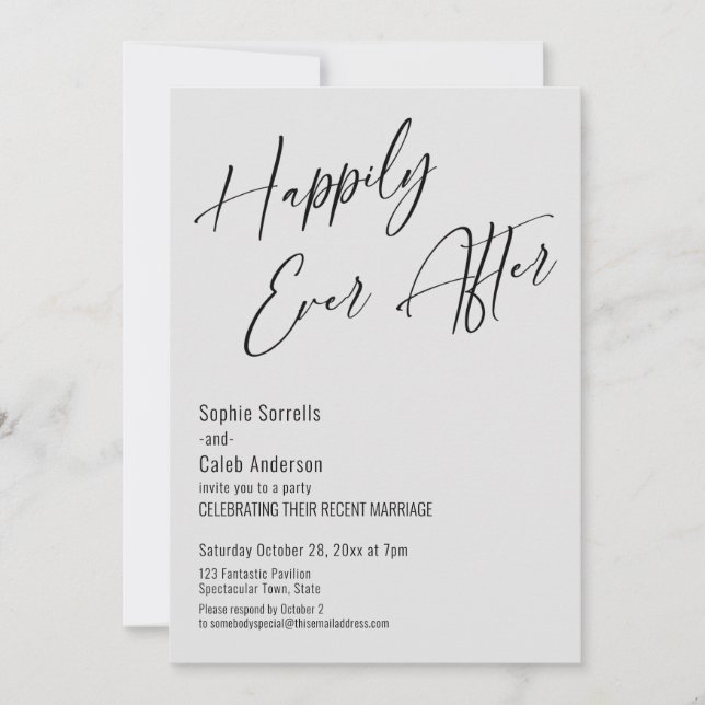 Invitation Heureux Jamais Après Moderne Élégant gris clair (Devant)