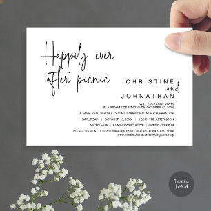 Invitation Heureux Jamais Après Pique-Nique, Mariage Elopemen
