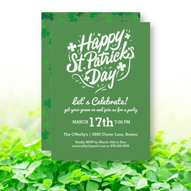 Invitation Heureux Jour de la Saint Patrick Parti Lucky Shamr (Créateur téléchargé)