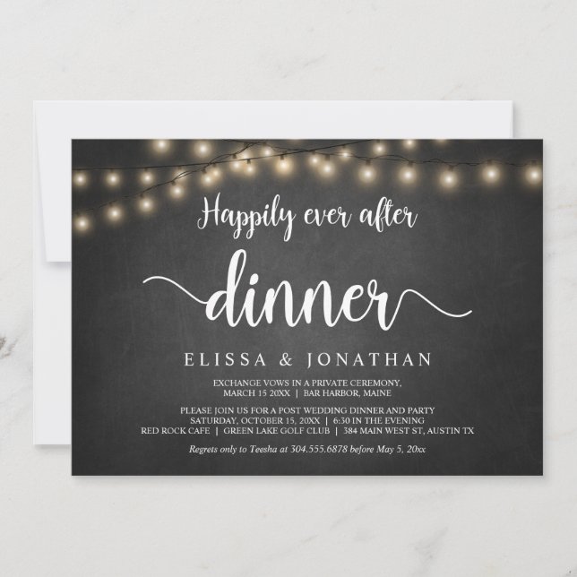 Invitation Heureux pour toujours après le dîner, Lumière de g (Devant)