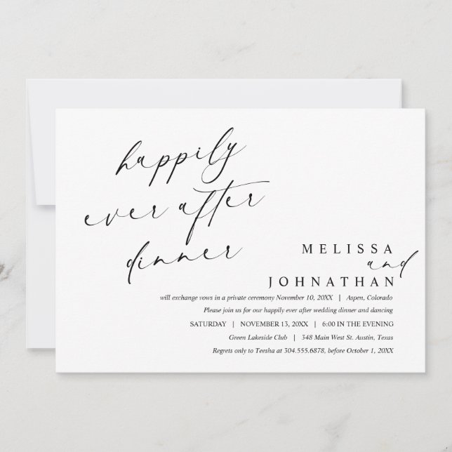 Invitation Heureux pour toujours dîner et danser  (Devant)