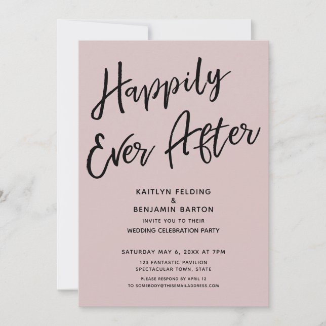 Invitation Heureux pour toujours Mariage décontracté Dusty Ro (Devant)
