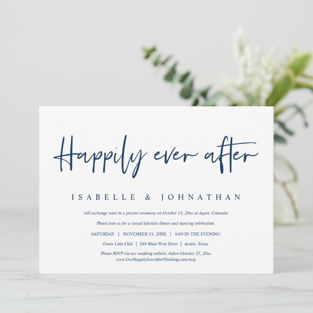 Invitation Heureux pour toujours Mariage décontracté Fête d'é (Debout devant)