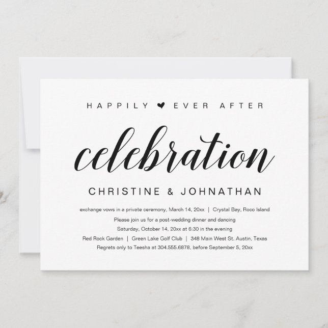 Invitation Heureux pour toujours, Mariage en fuite de noces (Devant)