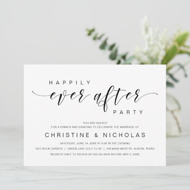 Invitation Heureux pour toujours, mariage intime et fête d'él (Debout devant)