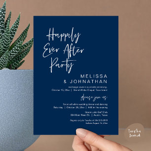 Invitation Heureux pour toujours, mariage intime et fête d'él