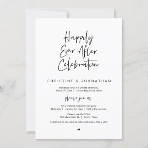 Invitation Heureux Pour Toujours, Noir, Célébration de Mariag