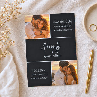 Invitation Heureux pour toujours Photo personnalisée Save the