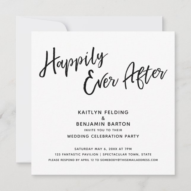 Invitation Heureux Pour Toujours Réception De Mariage Moderne (Devant)